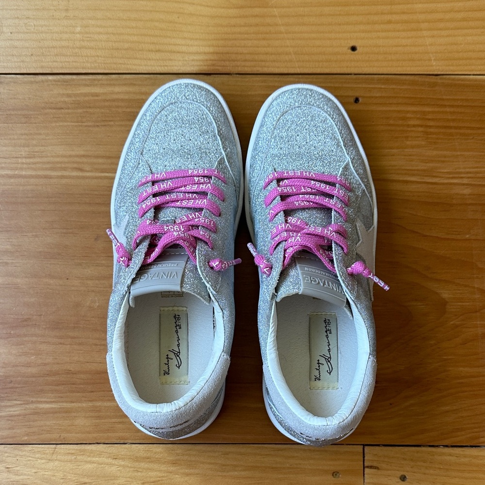 Vintage Havana Silver Sparkle and Pink Sneakers